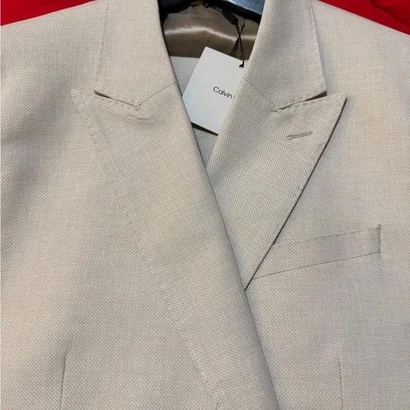 Calvin Klein Men's Beige Double-Breasted Suit